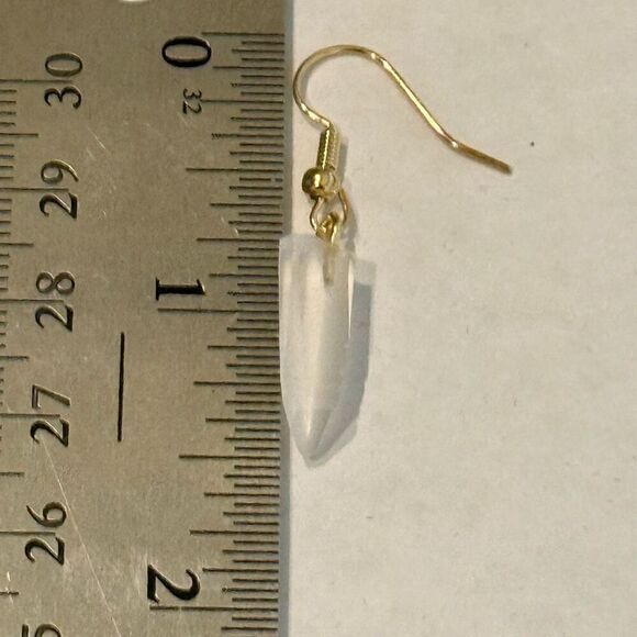 White Crystal Gold Dangle Earrings in 10.00 ctw New - Picture 6 of 6